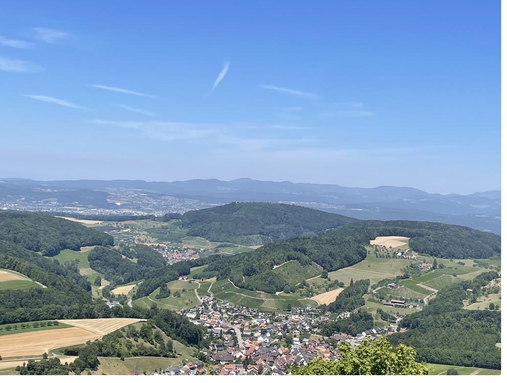 Blick über grüne Hügel